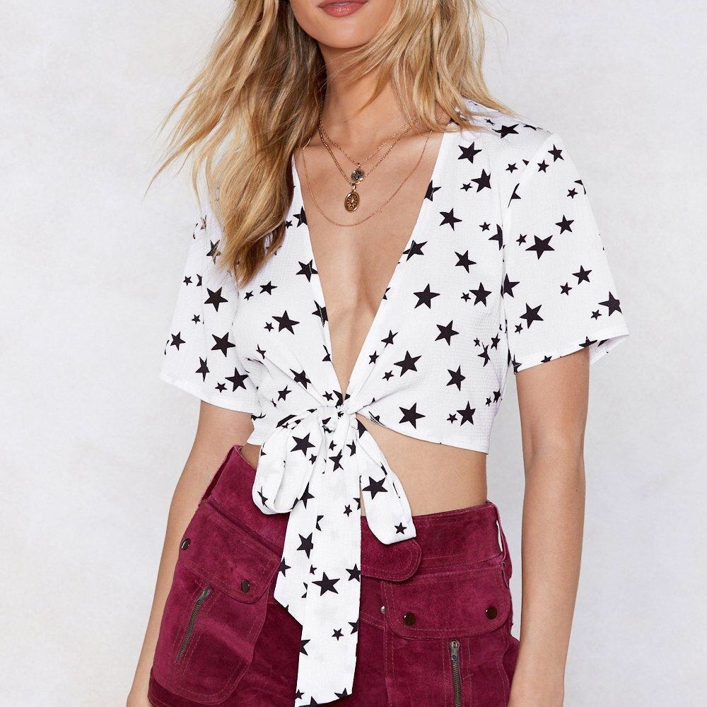 Nasty gal tie front star crop top